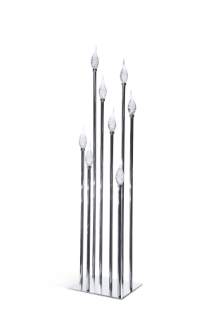 LED Kerzenständer Silber aus Metall (30-S) – 8 Köpfe – Für Hochzeiten & Events