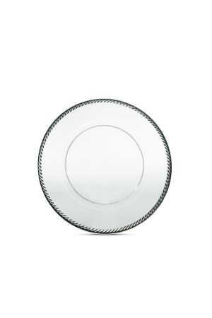 Transparente Platzteller mit Musterrand Silber (74-B) – 32cm – Dekorationsteller für Hochzeiten und Events