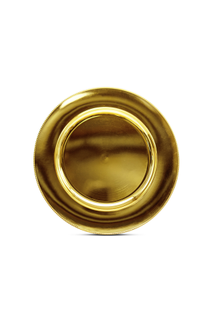 Platzteller Hochglanz Gold mit Musterrand (67) – 32cm – Dekorationsteller für Hochzeiten und Events