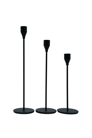 Kerzenständer Schwarz Matt aus Metall (65) - 3er Set - Kerzenständer Für Hochzeiten, Feiern, Veranstaltungen