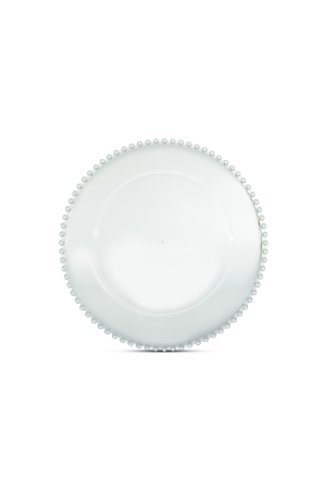 Transparente Platzteller mit Perlenrand Transparent (73) – 32cm – Dekorationsteller für Hochzeiten und Events