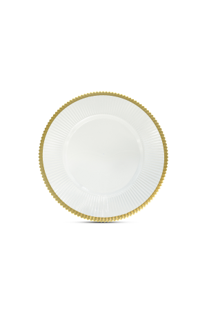 Transparente Platzteller mit Musterrand Gold (72) – 33cm – Dekorationsteller für Hochzeiten und Events