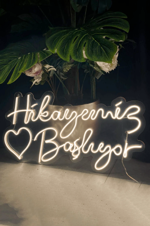 LED Neonschild "Hikayemiz Başlıyor" (158) – Mit Fernbedienung – Romantische Dekoration für den Beginn Ihrer gemeinsamen Reise