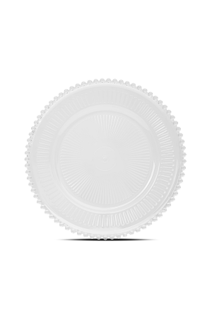 Transparente Platzteller mit Muster Perlenrand Transparent (115) – 32cm – Dekorationsteller für Hochzeiten und Events