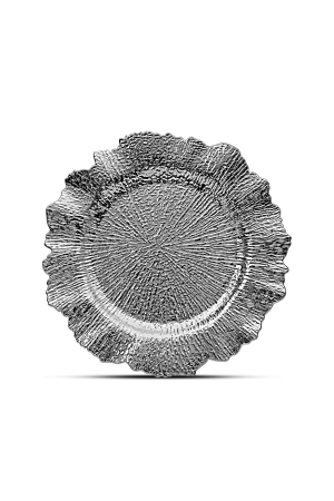 Platzteller Silber mit Muster (122) – 32cm – Dekorationsteller für Hochzeiten und Events