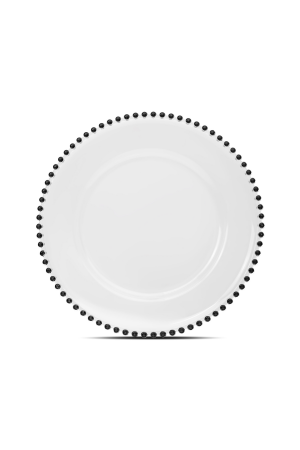 Transparente Platzteller mit Perlenrand Schwarz (125) – 32cm – Dekorationsteller für Hochzeiten und Events