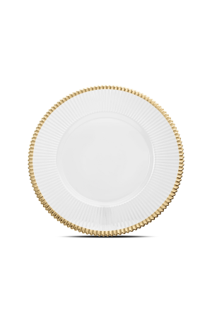 Transparenter Platzteller mit Musterrand Gold (126) – 32cm – Dekorationsteller für Hochzeiten und Events
