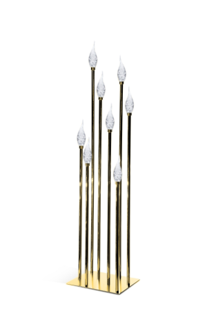LED Kerzenständer Gold aus Metall (30-G) – 8 Köpfe – Für Hochzeiten & Events