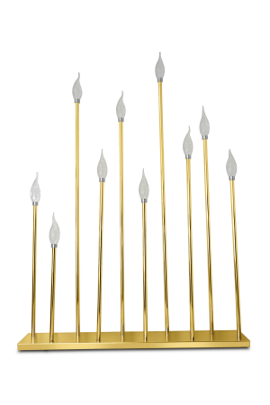 LED Kerzenständer Gold aus Metall (31-G) – 10 Köpfe – Für Hochzeiten & Events