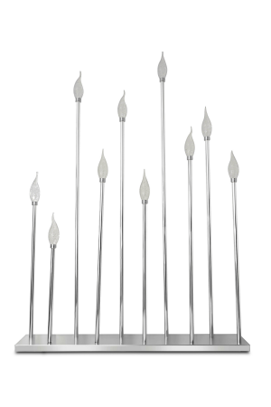 LED Kerzenständer Silber aus Metall (31-S) – 10 Köpfe – Für Hochzeiten & Events