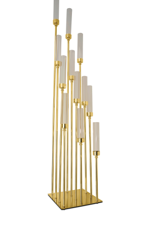 Kerzenständer Gold Metall Quadratisch (93-A) – 12 Köpfe – Für Hochzeiten und Events
