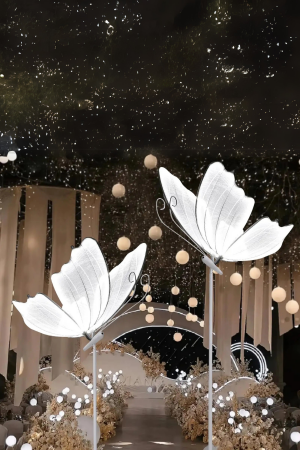 LED Schmetterlinge Weiß aus Metall (87) – 2er Set – Für Hochzeiten & Events