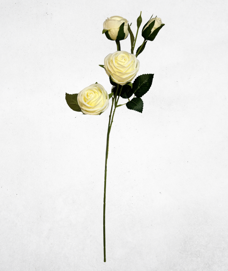 Kunstblume Rose Weiß (014-1) – langlebige künstliche Dekoblume aus Kunststoff