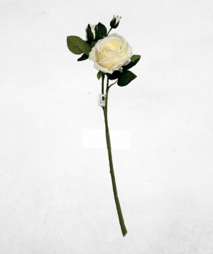 Kunstblume Rose Weiß (010-1) – langlebige künstliche Dekoblume aus Kunststoff
