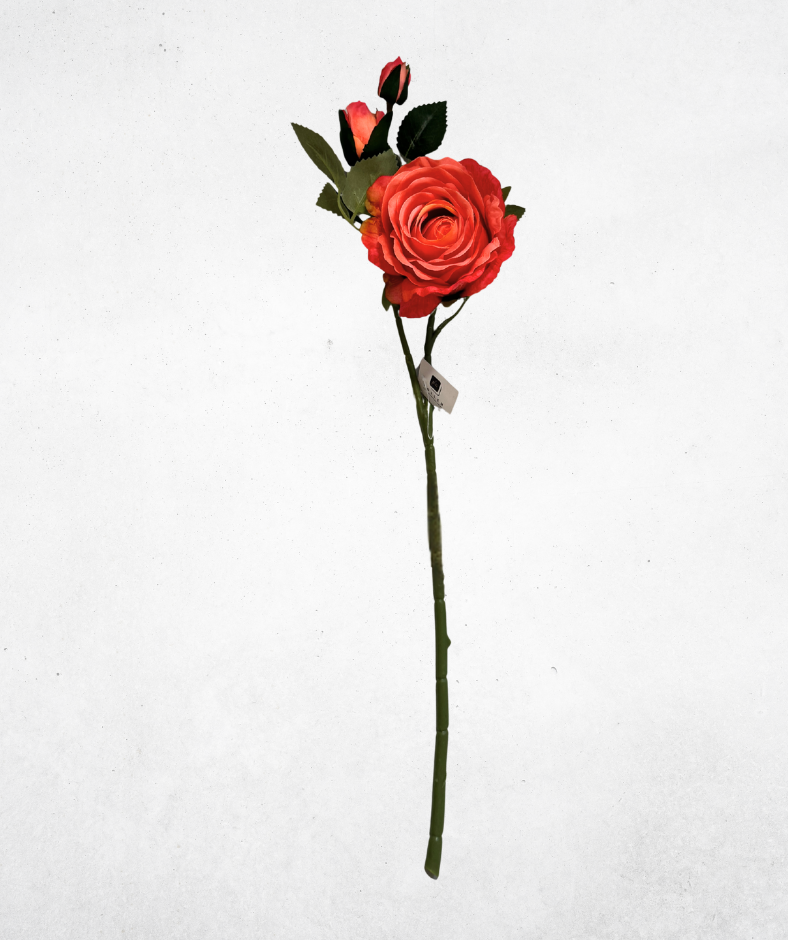 Kunstblume Rose Rot Orangeverlauf (010-2) – langlebige künstliche Dekoblume aus Kunststoff