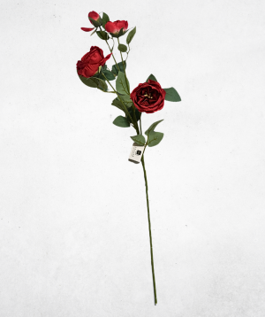 Kunstblume 4-Köpfige Pfingstrose Rot (025-2) – langlebige künstliche Dekoblume aus Textilmaterial