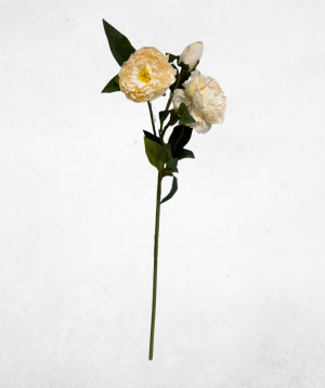 Kunstblume Pfingstrose 3-Köpfig Cremeweiß (032-1) – langlebige künstliche Dekoblume aus Kunststoff